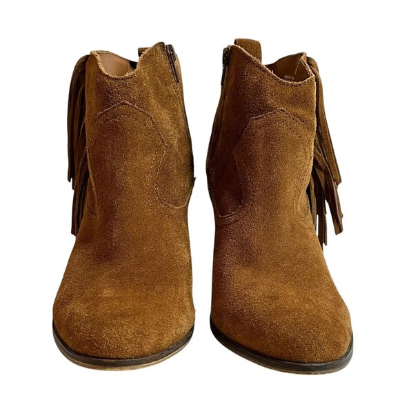 Steve Madden Ohio Brown Suede Fringe Heeled Boots Booties Size 10 M Western - Picture 2 of 7